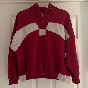 Vintage Boxy fit color block 1/4 zip sweatshirt maroon